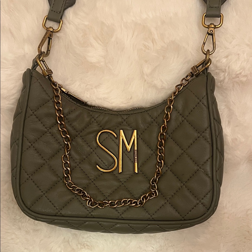 Quilted Camouflage Green Adjustable Steve Madden Shoulder Bag - Picture 4 of 16